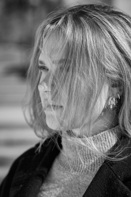 Closeup face black and white Vivian